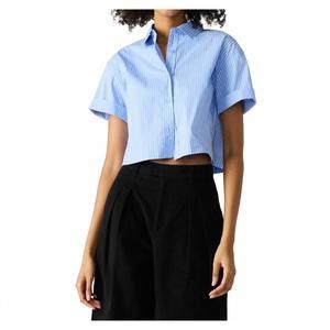 NEW STEVE MADDEN short sleeve pinstripe top in blue white